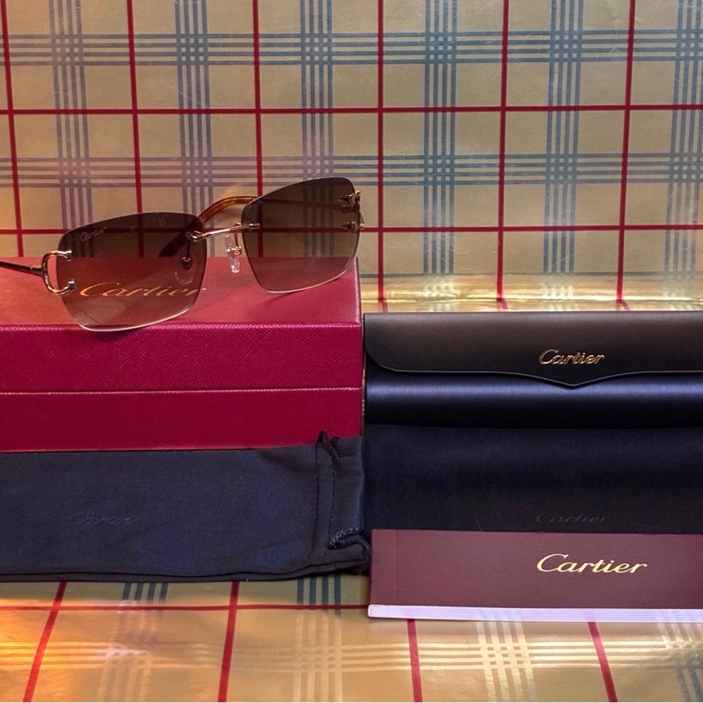 Cartier Unisex Big C Rimless Sunglasses